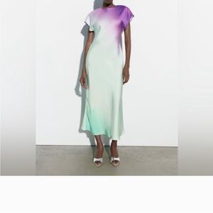 Zara Gradient Purple and Mint Midi Dress